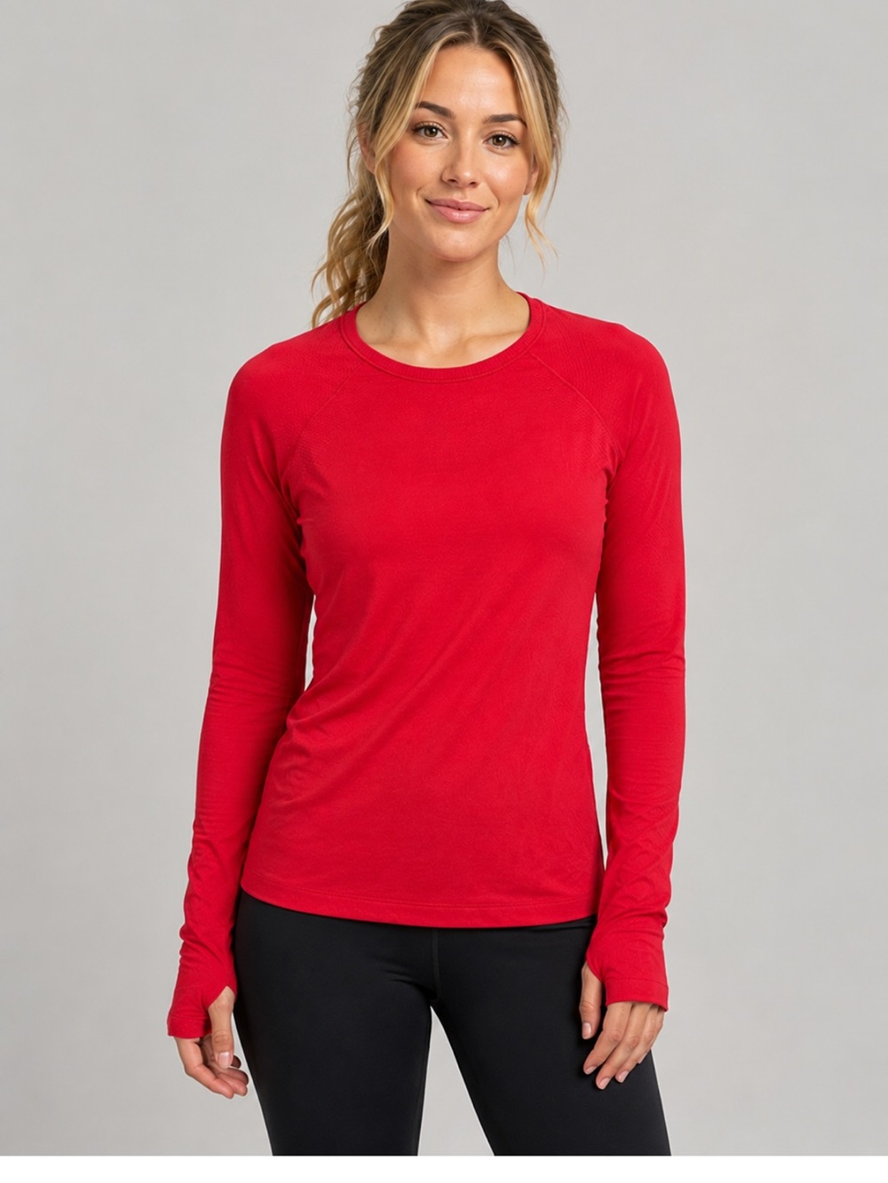 Athleta Women’s Estimated Size Small Red Own Your Power Long Sleeve Running Top